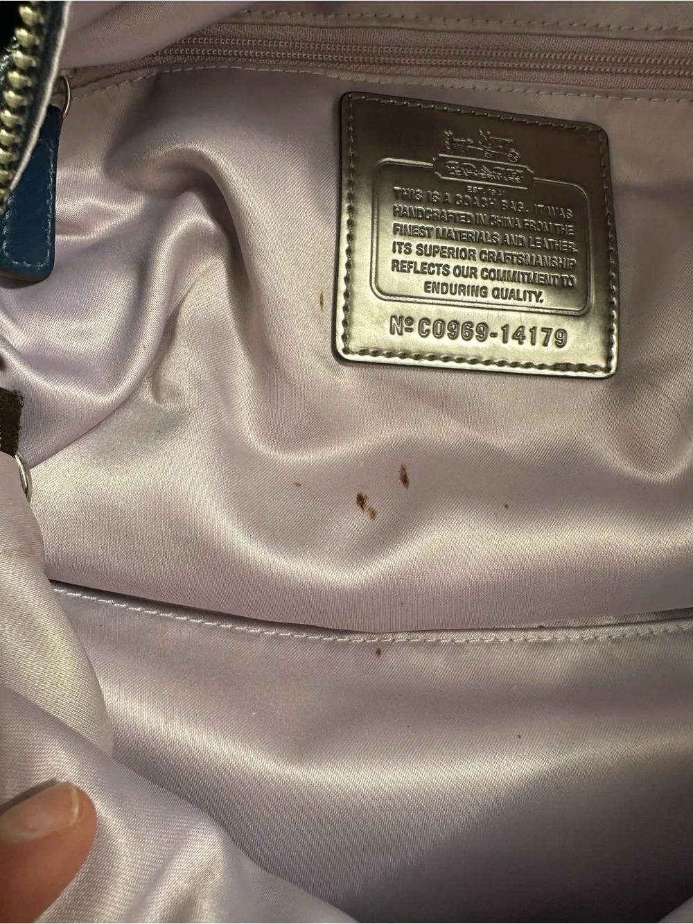COACH Madison Large Sabrina Satchel Deep Teal Patent Leather Convertible 14179